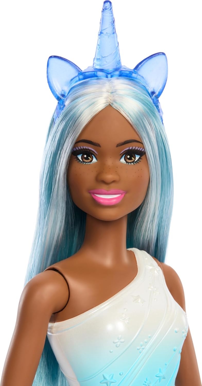 imageBarbie Unicorn Doll with Blue Fantasy Hair Ombre Outfit amp Themed Accessories Including Headband amp Tail