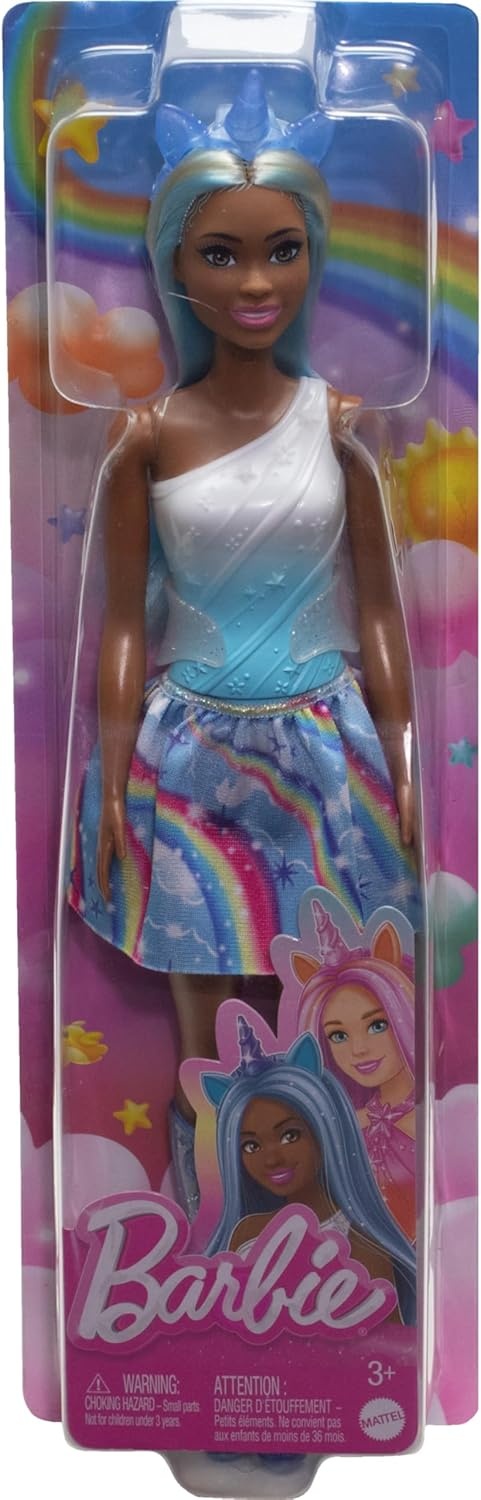 imageBarbie Unicorn Doll with Blue Fantasy Hair Ombre Outfit amp Themed Accessories Including Headband amp Tail