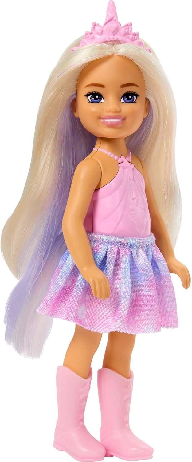 imageBarbie UnicornInspired Chelsea Doll with Lavender Hair Unicorn Toys Horn Headband and Detachable TailPurple Hair Unicorn