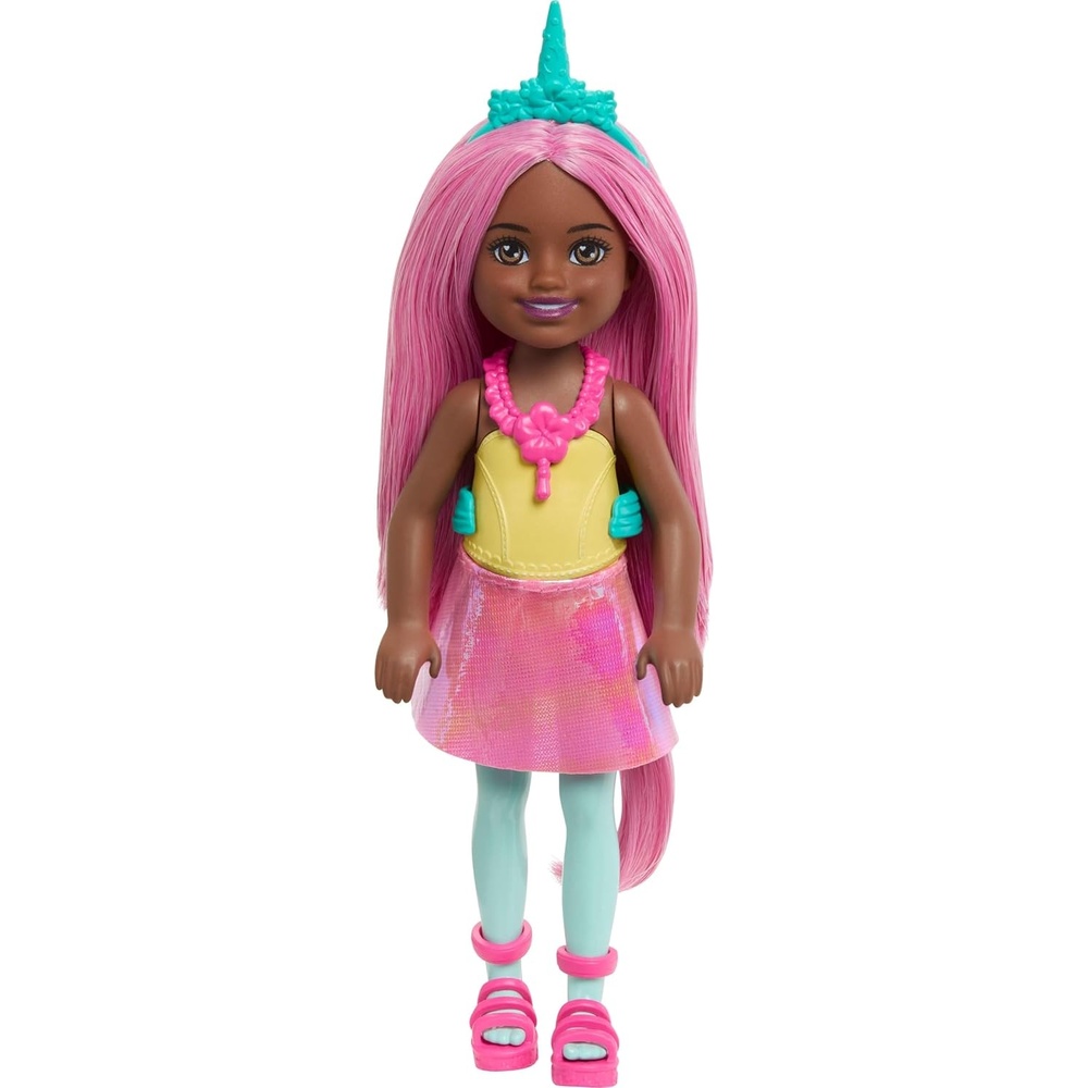 imageBarbie Chelsea Unicorn Small Doll 6Inch with Purple Hair Wearing Removable Tail Shoes amp Hair Accessory 6inch ToyPink Hair