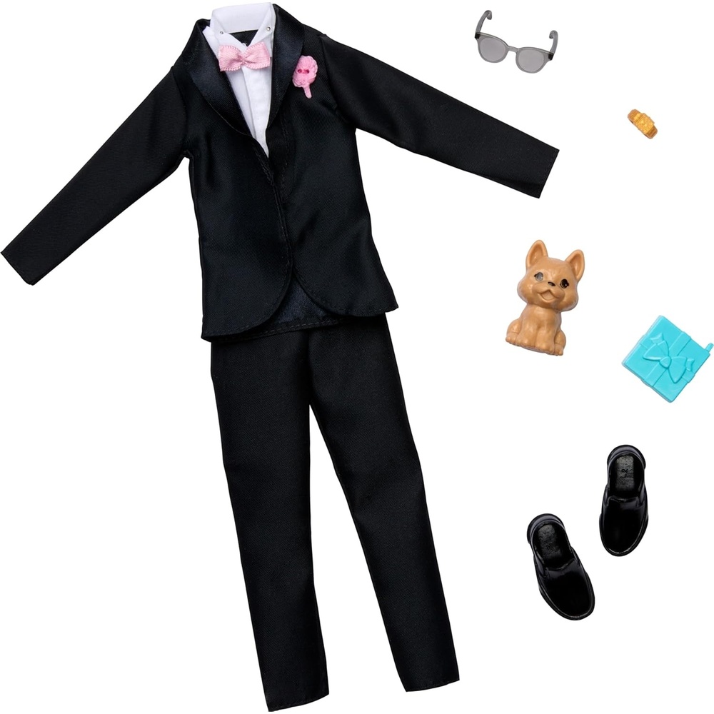 imageBarbie Clothes Groom Fashion Pack for Ken Doll on Wedding Day Tuxedo with Accessories for Complete Look