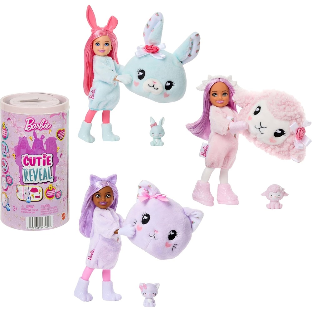 imageBarbie Cutie Reveal Cuddly Series Chelsea Small Dolls amp Accessories with 6 Surprises Including Color Change amp Mini Pet Styles May Vary
