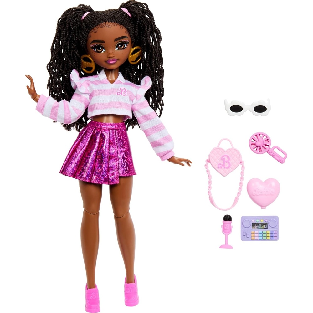 imageBarbie Dream Besties Brooklyn Fashion Doll amp Accessories Posable with Brunette Hair amp DanceThemed Toy Pieces