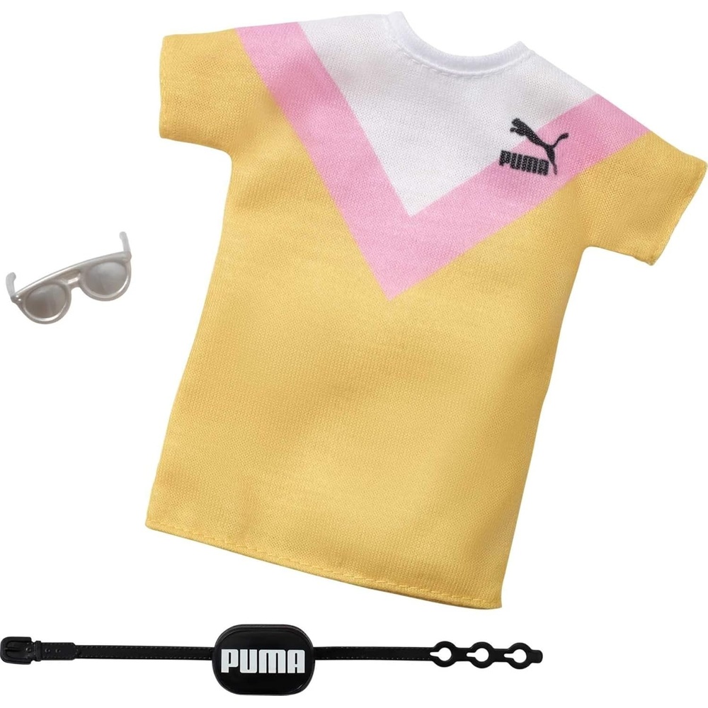 imageBarbie Fashion Pack of Puma Branded Doll Clothes amp Accessories Collectible Set Includes Striped TShirt Dress Fanny Pack amp Sunglasses