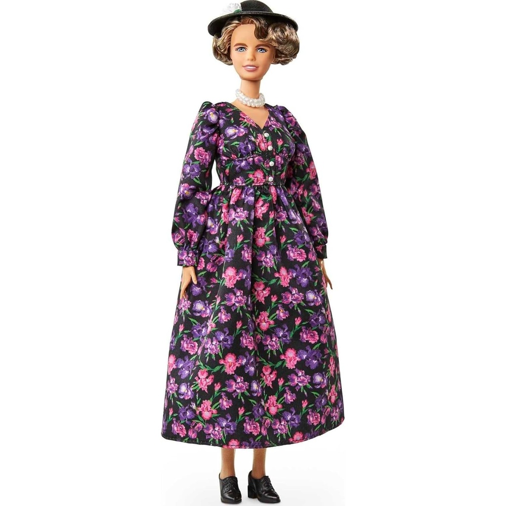 imageBarbie Inspiring Women Eleanor Roosevelt Doll 12inch Wearing Floral Dress with Doll Stand amp Certificate of Authenticity Gift for Kids amp Collectors