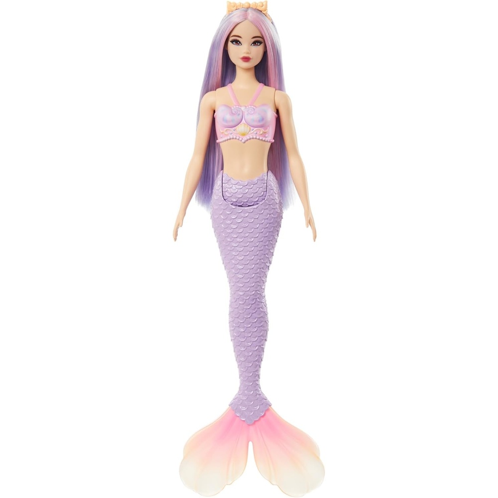 imageBarbie Mermaid Doll with Pink amp Lilac Fantasy Hair amp Headband Accessory Toy with ShellInspired Bodice amp Lavender Tail