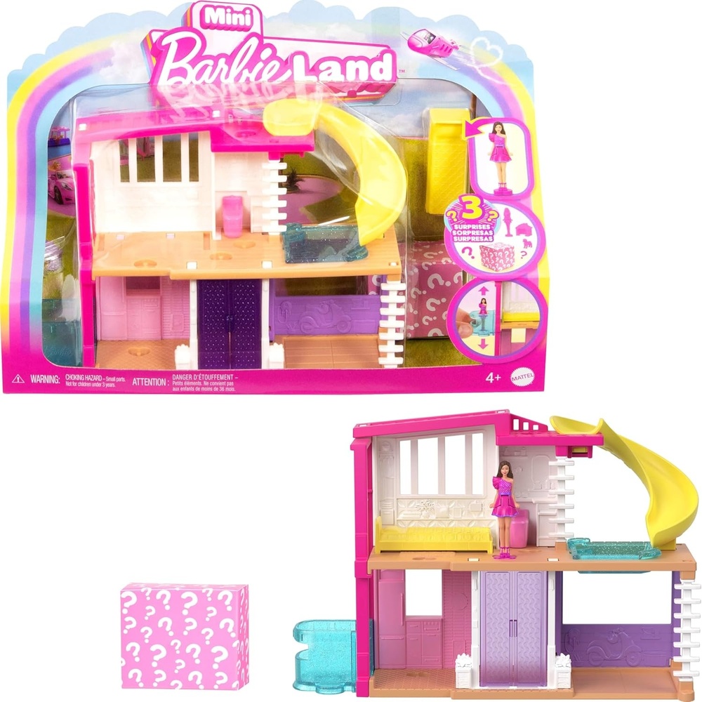 imageBarbie Mini BarbieLand Doll House Sets Mini Dreamhouse with Surprise 15inch Doll Furniture amp Accessories Plus Elevator amp Pool