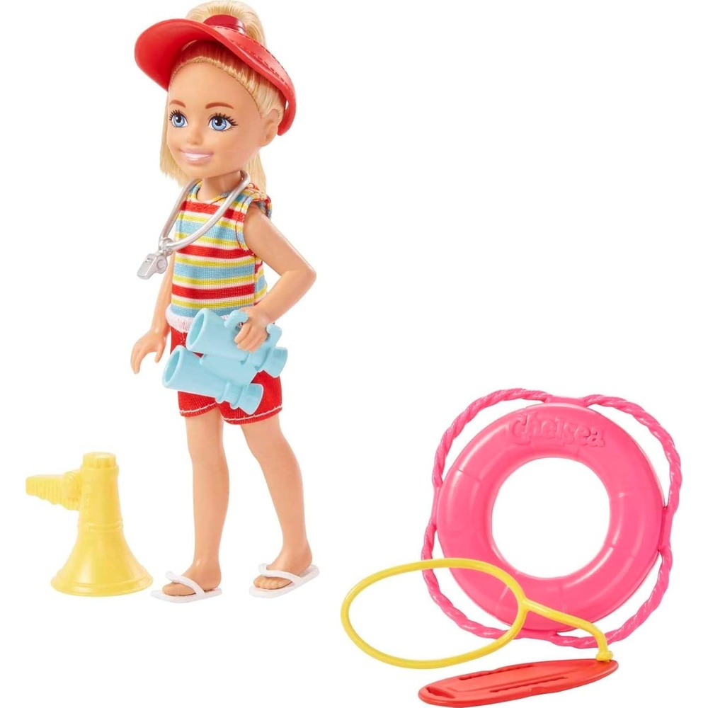 imageBarbie Playset Chelsea Can Be Blonde Lifeguard Small Doll Set with Outfit amp 6 Career AccessoriesMulticolor