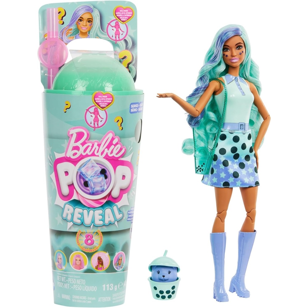 imageBarbie Pop Reveal Bubble Tea Series Doll amp Accessories with Pet 8 Surprises Include Color Change Cup with Storage Styles May VaryGreen Tea