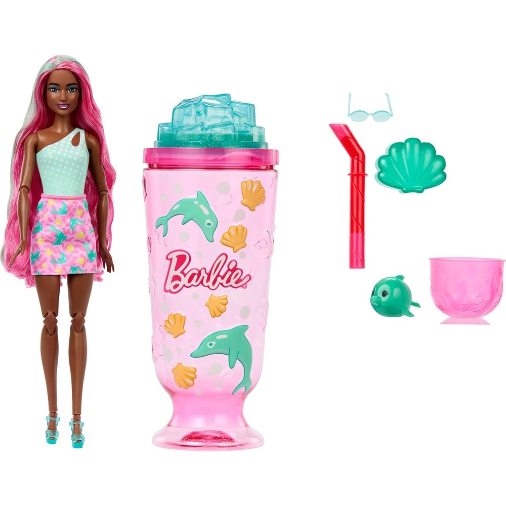 imageBarbie Pop Reveal Doll amp Accessories Sea Slushy Series Fashion Doll amp Pet 8 Surprises Includes Sensory Slime and Color Change HairPink