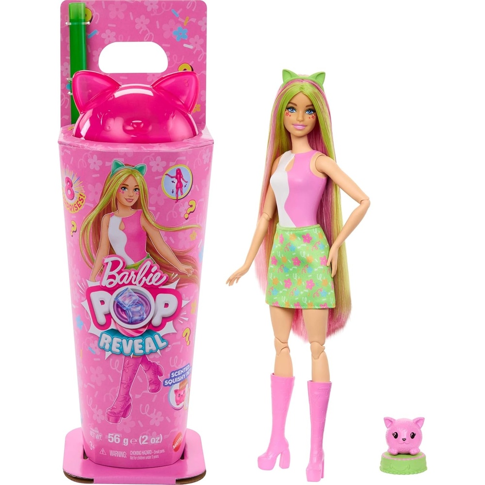 imageBarbie Pop Reveal Series Doll amp Accessories Set Shakes Series Scented Unicorn Fashion Doll amp Pet 8 Surprises Include Color ChangeKitten