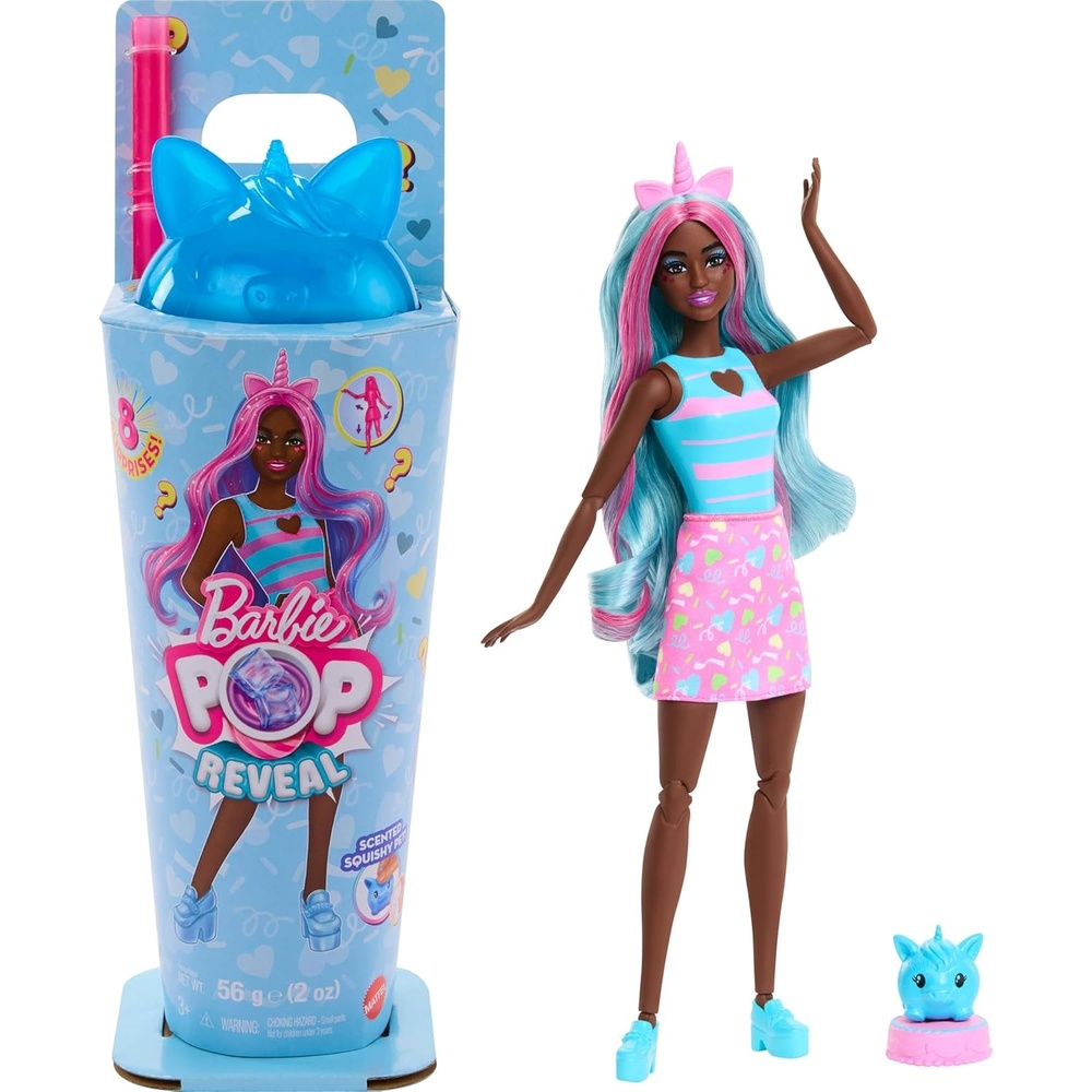 imageBarbie Pop Reveal Series Doll amp Accessories Set Shakes Series Scented Unicorn Fashion Doll amp Pet 8 Surprises Include Color ChangeUnicorn