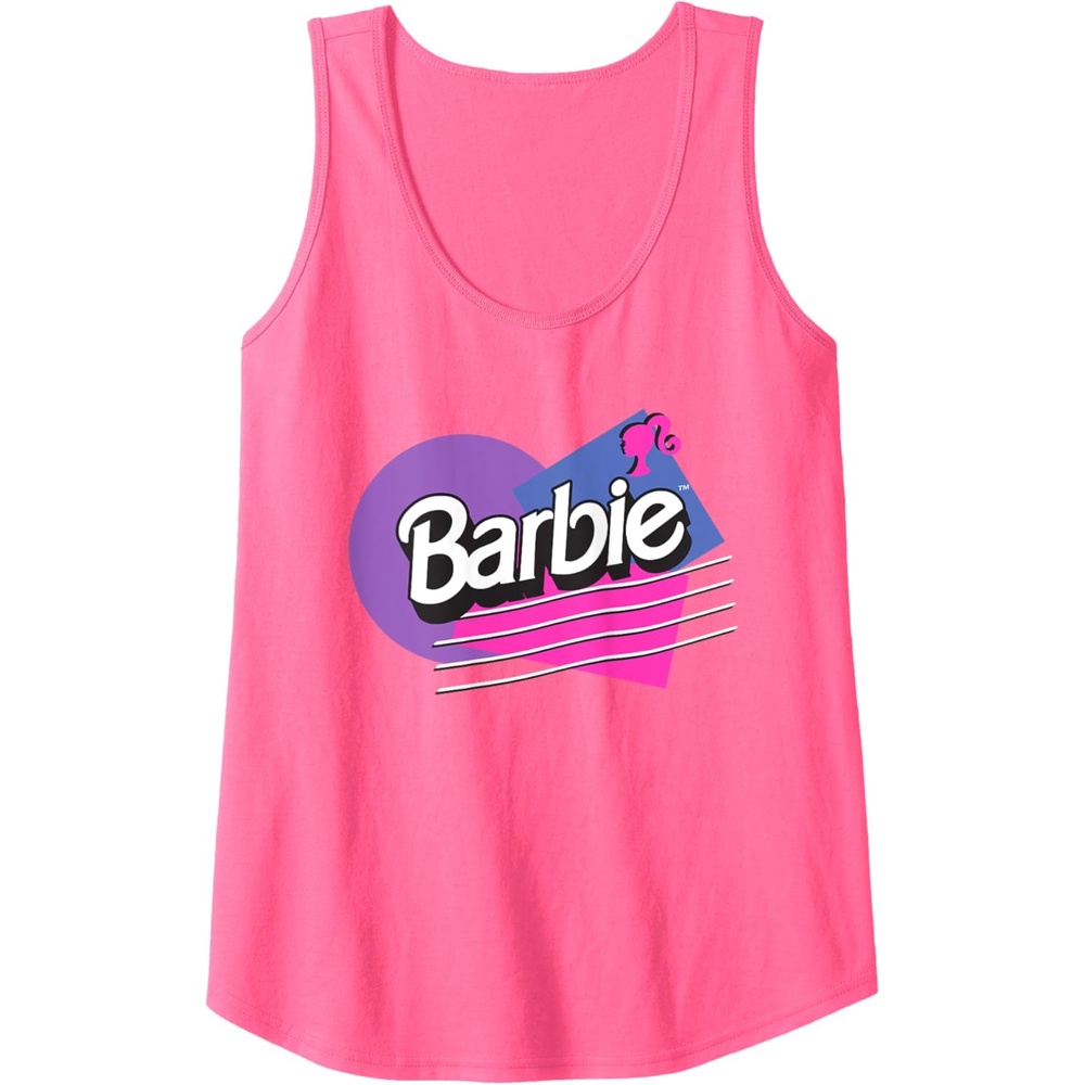 imageBarbie Retro Logo Tank TopNeon Pink