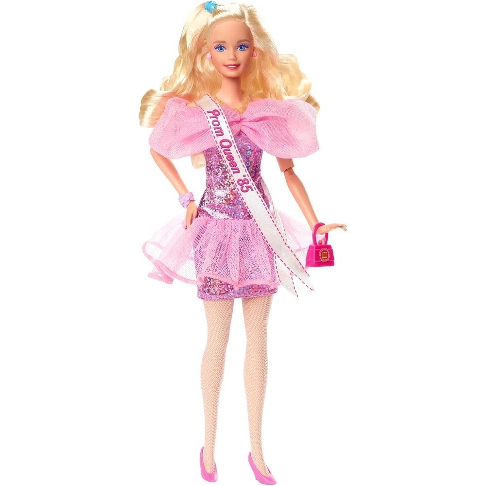 imageBarbie Rewind Doll amp Accessories with Curly Blonde Hair amp 1980sinspired Prom Queen Outfit Collectible amp DisplayableProm Night