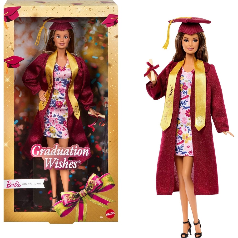 imageBarbie Signature Graduation Wishes Fashion Doll with Burgundy Robe amp Tassel Cap Collectible Toy in Giftable Packaging