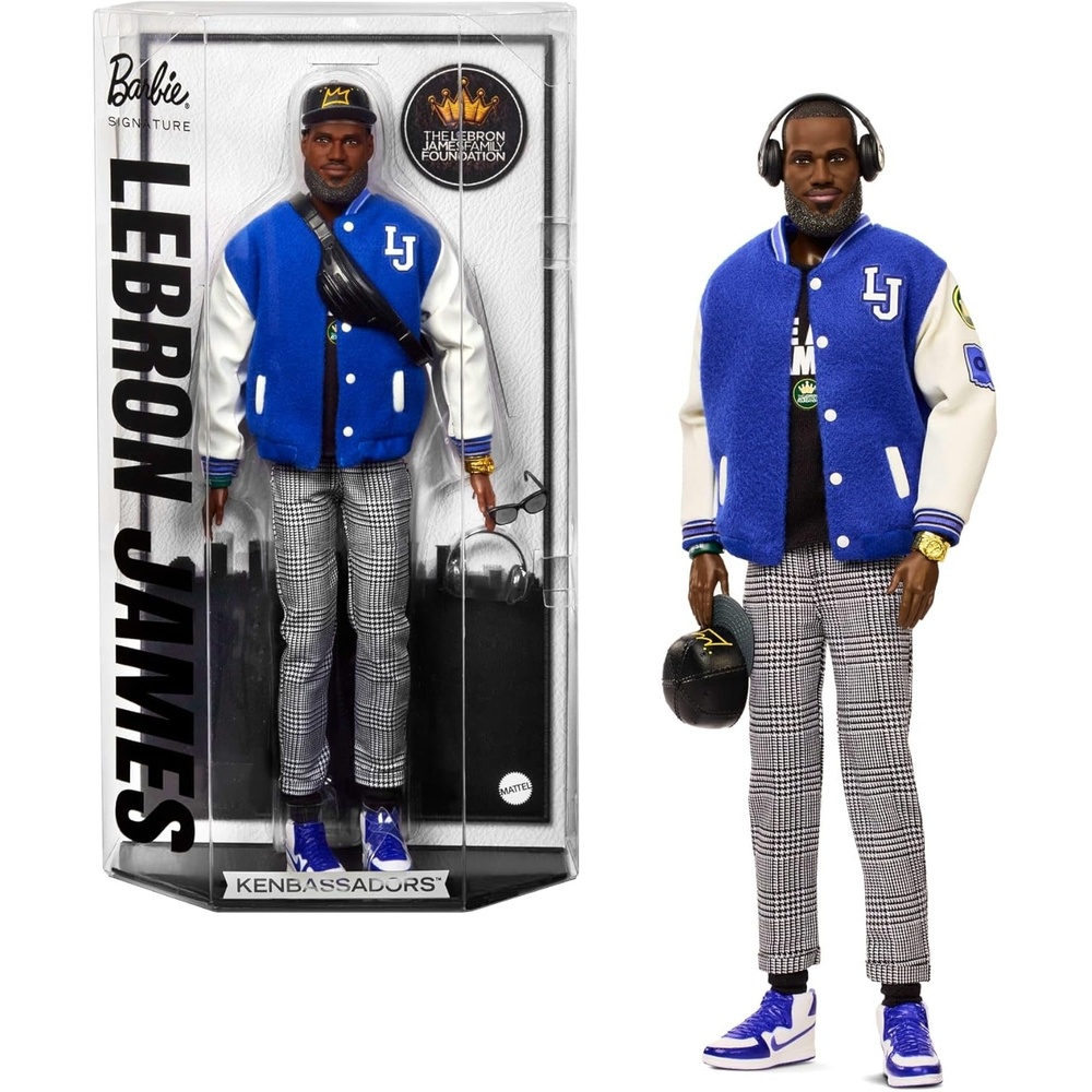 imageBarbie Signature Lebron James Kenbassadors Doll Collectible with Varsity Bomber Jacket Outfit amp Accessories Including Headphones Sunglasses amp More