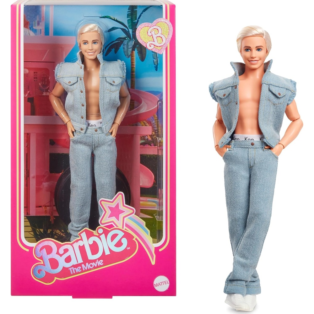 imageBarbie The Movie Collectible Ken Doll Wearing AllDenim Matching Set with Original Ken Signature UnderwearModern