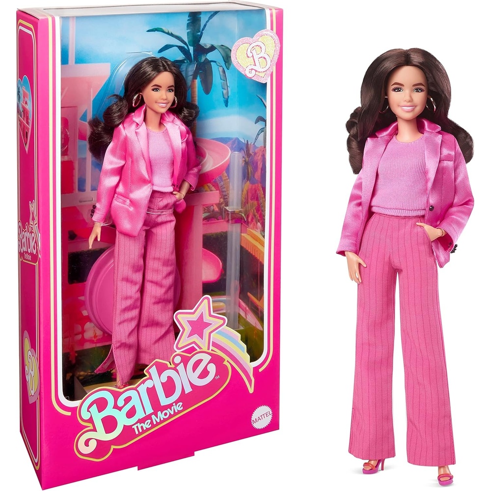 imageBarbie The Movie Doll Margot Robbie as Collectible Doll Wearing Blue Plaid Matching Set with Matching Hat amp JacketPink