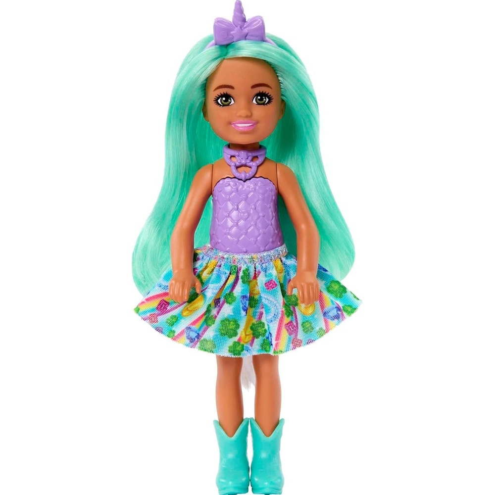 imageBarbie UnicornInspired Chelsea Doll with Lavender Hair Unicorn Toys Horn Headband and Detachable TailGreen Hair Unicorn