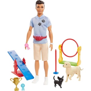 Barbie Careers Playset, Dog Trainer Ken Dol with 2 Dog Figures & Accessories Including Agility Challenges & Storytelling Pieces, Like a Jump & Trophy