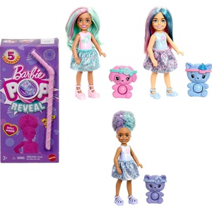 Barbie Chelsea Pop Reveal Doll Set, Treat Series with 5 Surprises Including Scented Small Doll, Pop-It Pet & Color Change (Styles May Vary)