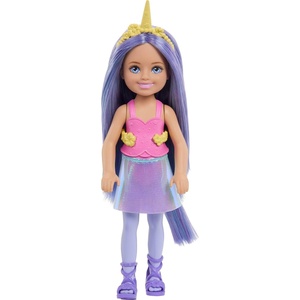 Barbie Chelsea Unicorn Small Doll (6-Inch) with Purple Hair Wearing Removable Tail, Shoes & Hair Accessory, 6-inch Toy(Purple Hair)