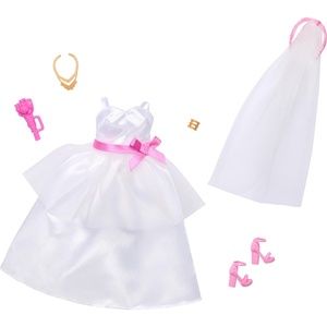 Barbie Clothes, Bridal Fashion Pack for Barbie Doll on Wedding Day, 1 Outfit with Accessories for a Complete Look