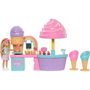 Barbie Club Chelsea Ice Cream Shop Playset with Chelsea Doll, 2 Dough Colors, and Accessories