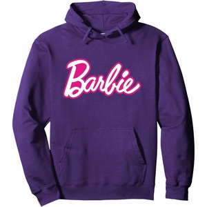 Barbie Current Pink and White Script Logo Pullover Hoodie(Purple)