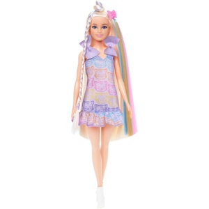 Barbie Fun & Fancy Doll & Accessories, Blonde Fashion Doll with Extra-Long Hair & 2 Looks, Including Silver Metallic Dress & Hair Extension
