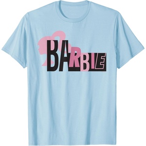 Barbie Mixed Black and Pink Logo T-Shirt(Baby Blue)