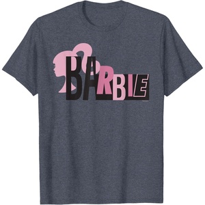 Barbie Mixed Black and Pink Logo T-Shirt(Heather Blue)