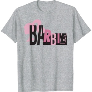 Barbie Mixed Black and Pink Logo T-Shirt(Heather Grey)