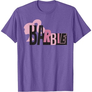 Barbie Mixed Black and Pink Logo T-Shirt(Purple Heather)