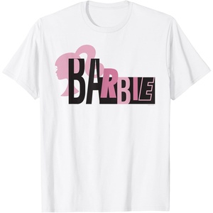 Barbie Mixed Black and Pink Logo T-Shirt(White)