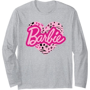 Barbie Patterned Heart Logo Long Sleeve T-Shirt(Heather Grey)