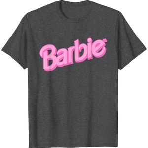 Barbie Pink Logo T-Shirt(Dark Heather Grey)