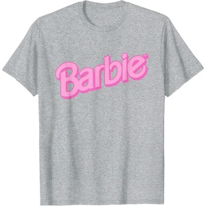 Barbie Pink Logo T-Shirt(Heather Grey)