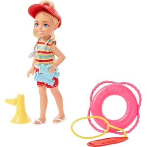 Barbie Playset, Chelsea Can Be Blonde Lifeguard Small Doll Set with Outfit & 6 Career Accessories(Multicolor)