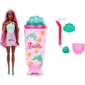 Barbie Pop Reveal Doll & Accessories, Sea Slushy Series Fashion Doll & Pet, 8 Surprises Includes Sensory Slime, and Color Change Hair​​(Pink)