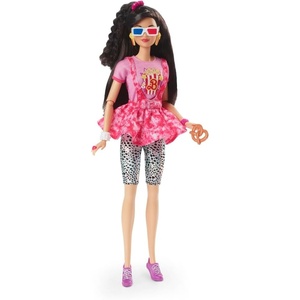 Barbie Rewind Doll & Accessories with Curly Blonde Hair & 1980s-inspired Prom Queen Outfit, Collectible & Displayable(Movie Night)