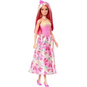 Barbie Royal Doll with Pink & Blonde Fantasy Hair, Colorful Accessories, Pink Ombre Bodice & Butterfly-Print Skirt(Multicolor)