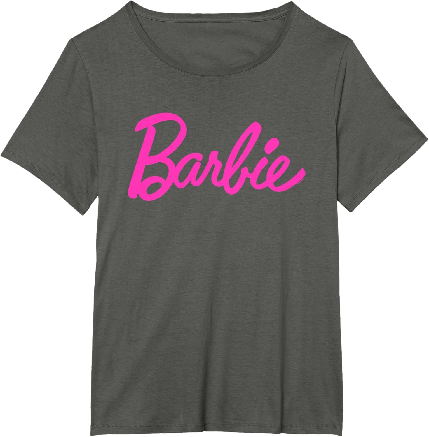 imageBarbie Classic Script Pink Logo TShirtAsphalt Grey