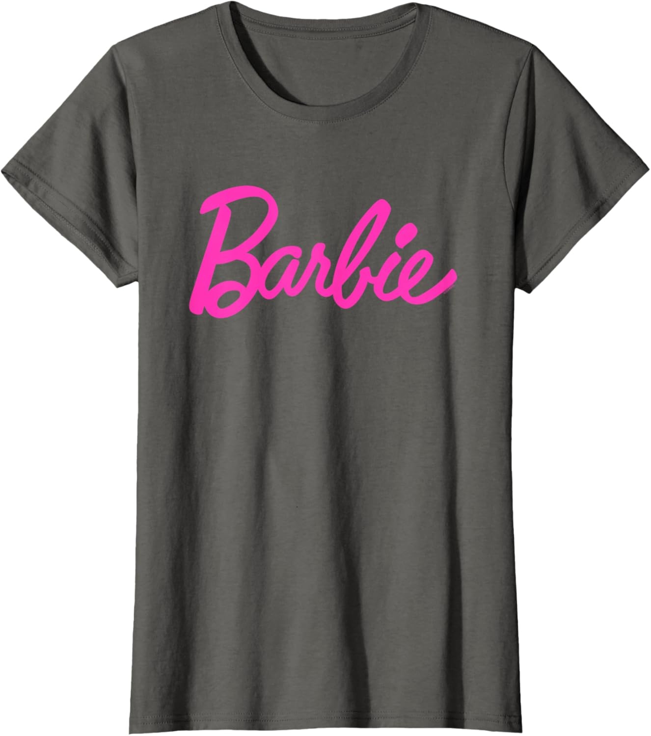 imageBarbie Classic Script Pink Logo TShirtAsphalt Grey