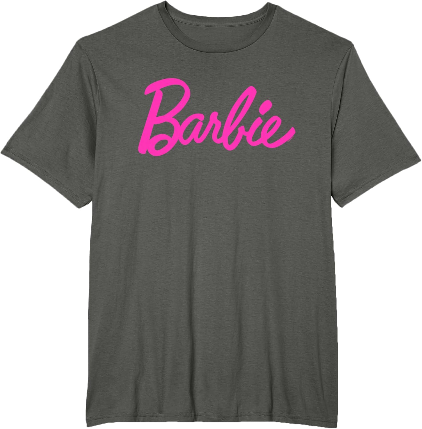 imageBarbie Classic Script Pink Logo TShirtAsphalt Grey