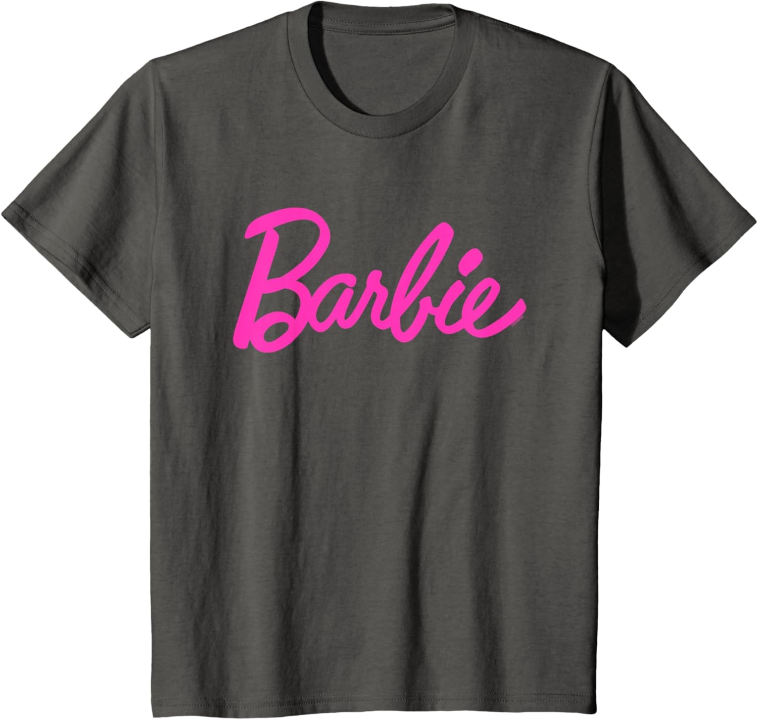 imageBarbie Classic Script Pink Logo TShirtAsphalt Grey