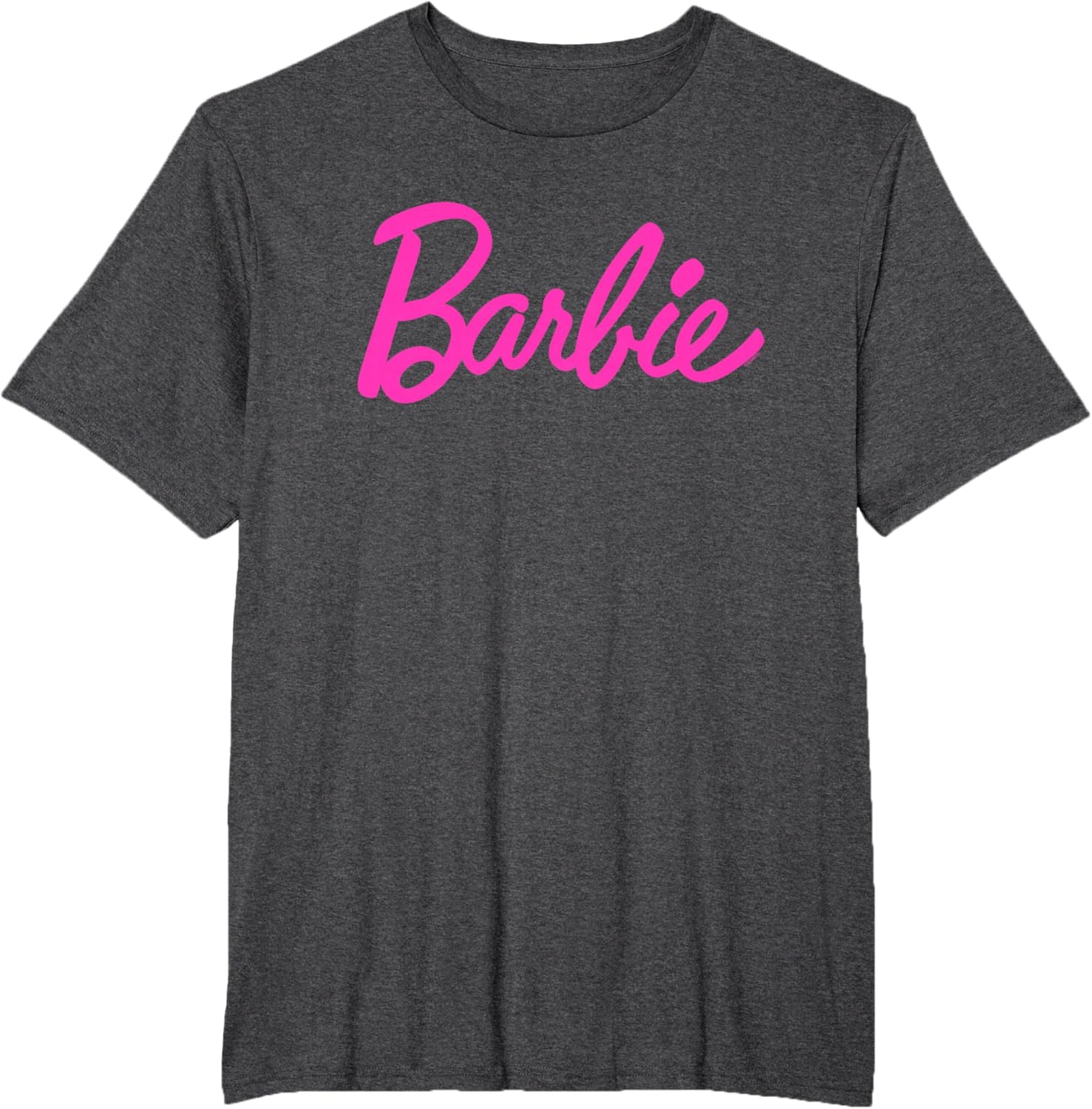 imageBarbie Classic Script Pink Logo TShirtDark Heather Grey