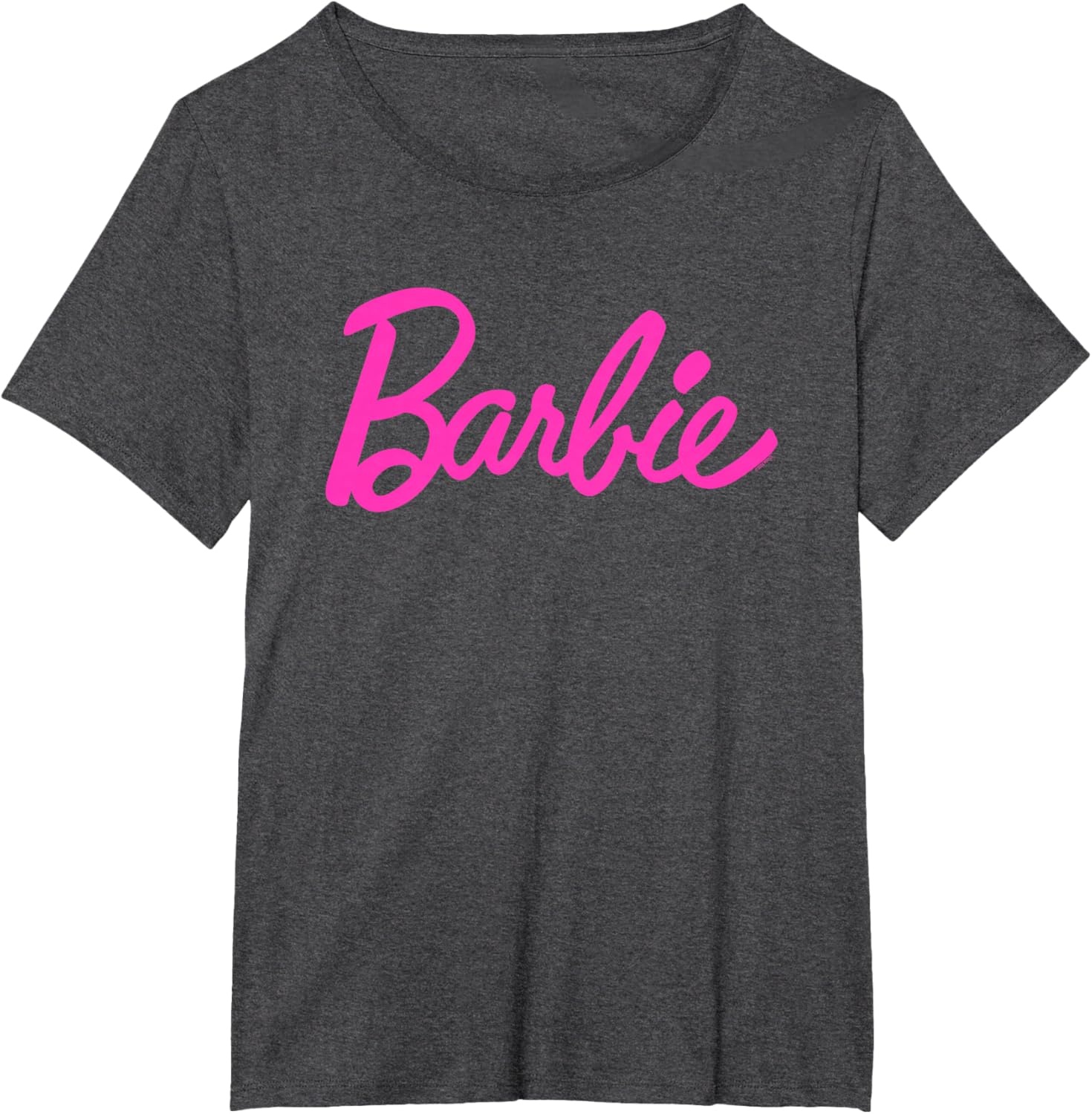 imageBarbie Classic Script Pink Logo TShirtDark Heather Grey