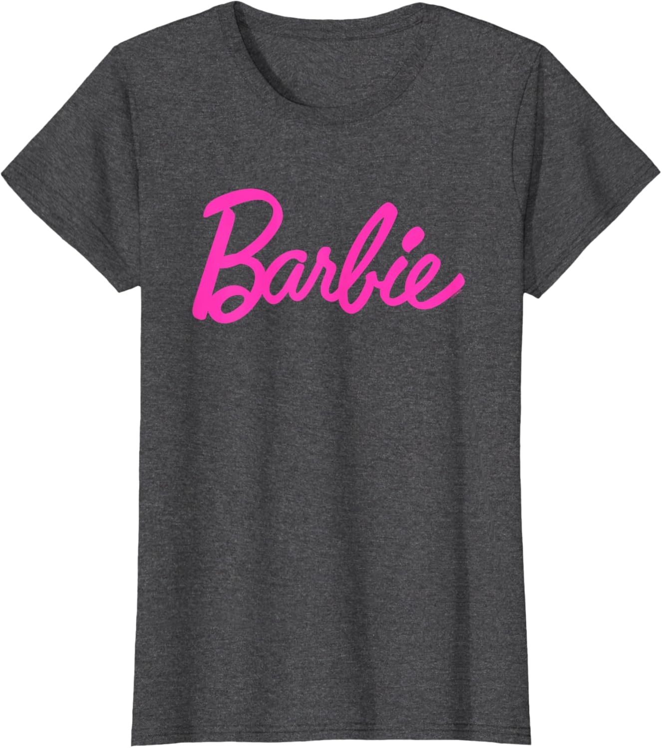 imageBarbie Classic Script Pink Logo TShirtDark Heather Grey