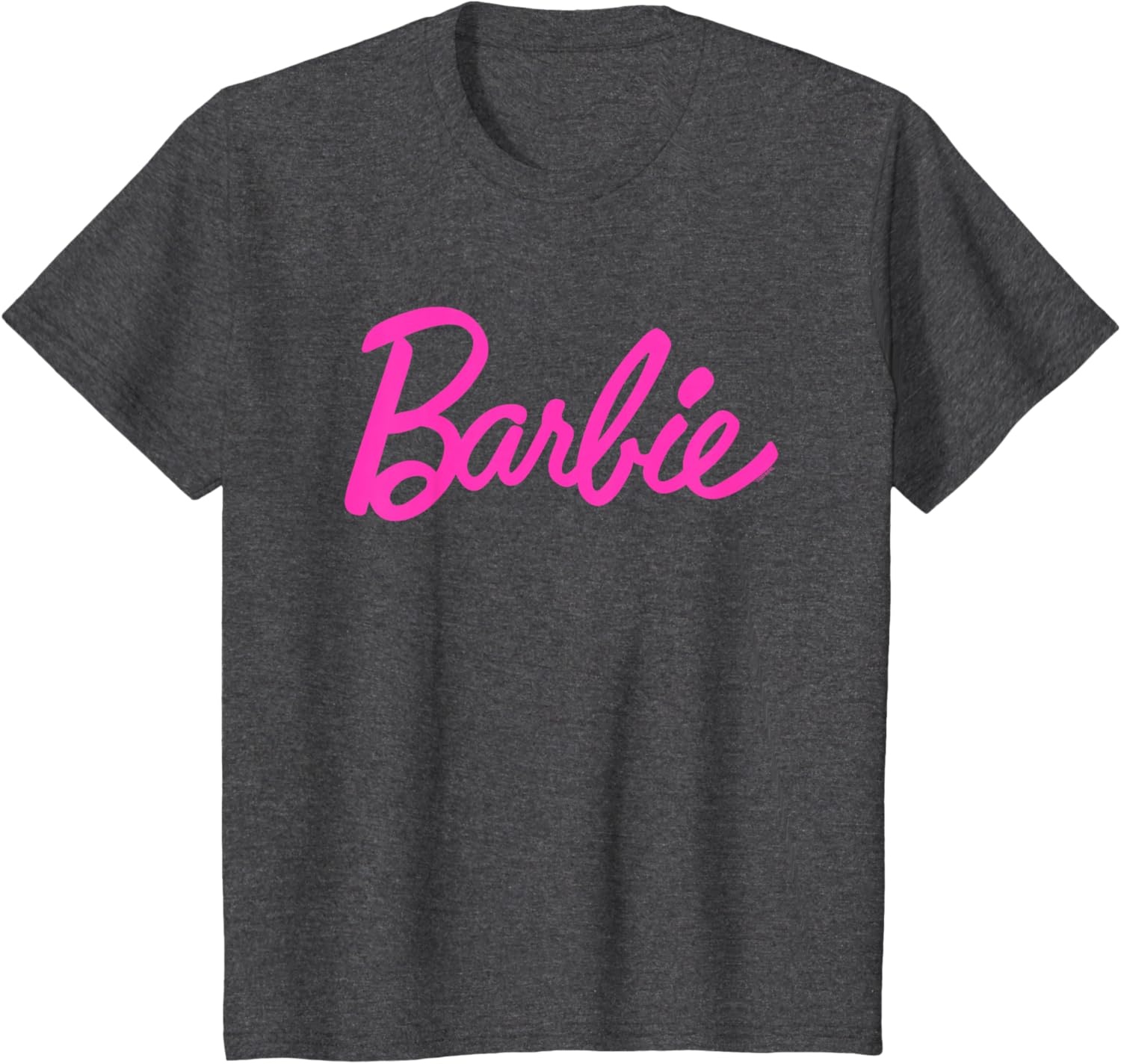 imageBarbie Classic Script Pink Logo TShirtDark Heather Grey